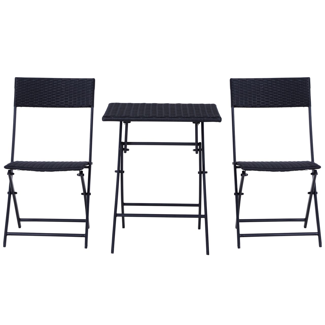 Outsunny Bistroset Polyrattan 3tlg. Sitzgruppe Essgruppe Gartenmöbel Garnitur