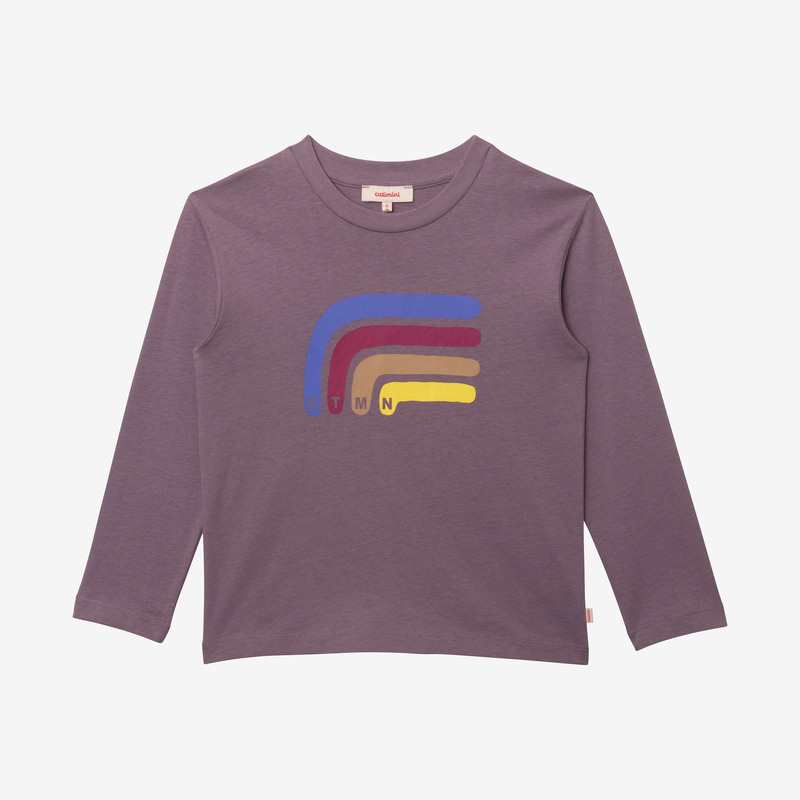T-shirt garçon arc-en-ciel violet en coton recyclé Catimini
