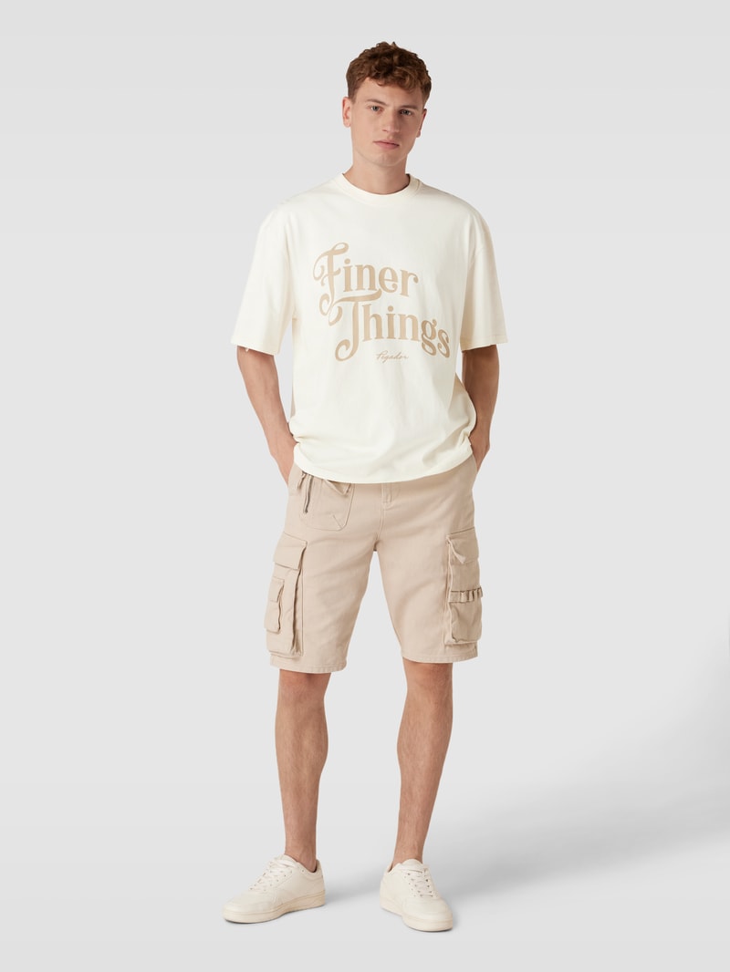 Oversized T-Shirt aus Baumwolle mit Label-Detail Modell 'Kirk' in sand