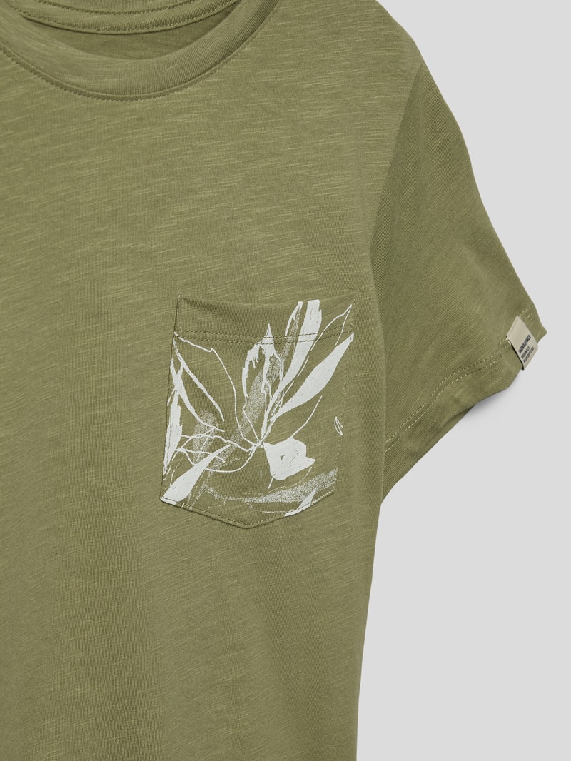 T-Shirt aus Baumwolle mit Label-Detail Modell 'CRAYON' in schilf