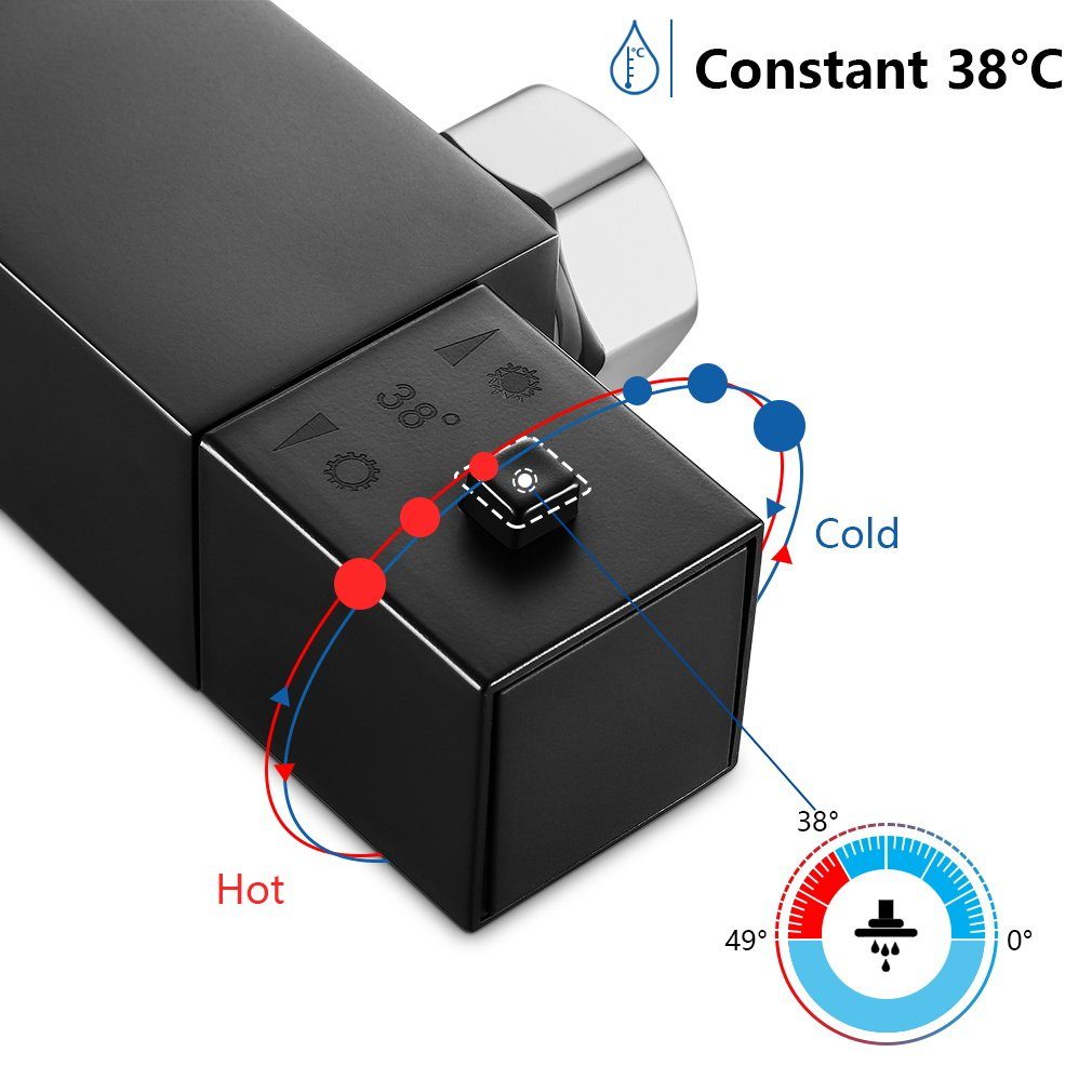 Auralum Duschsystem Duschsystem mit Thermostat Mischbatterie Duschset