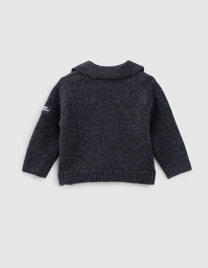 Cardigan gris chiné esprit motard tricot coton bio bébé