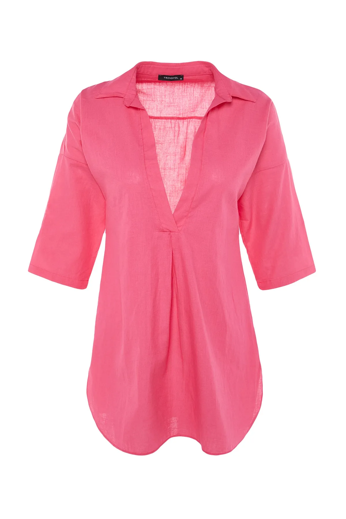 Trendyol Collection  Fuchsia Mini-Strandkleid aus 100 % gewebter Baumwolle TBESS21EL3979