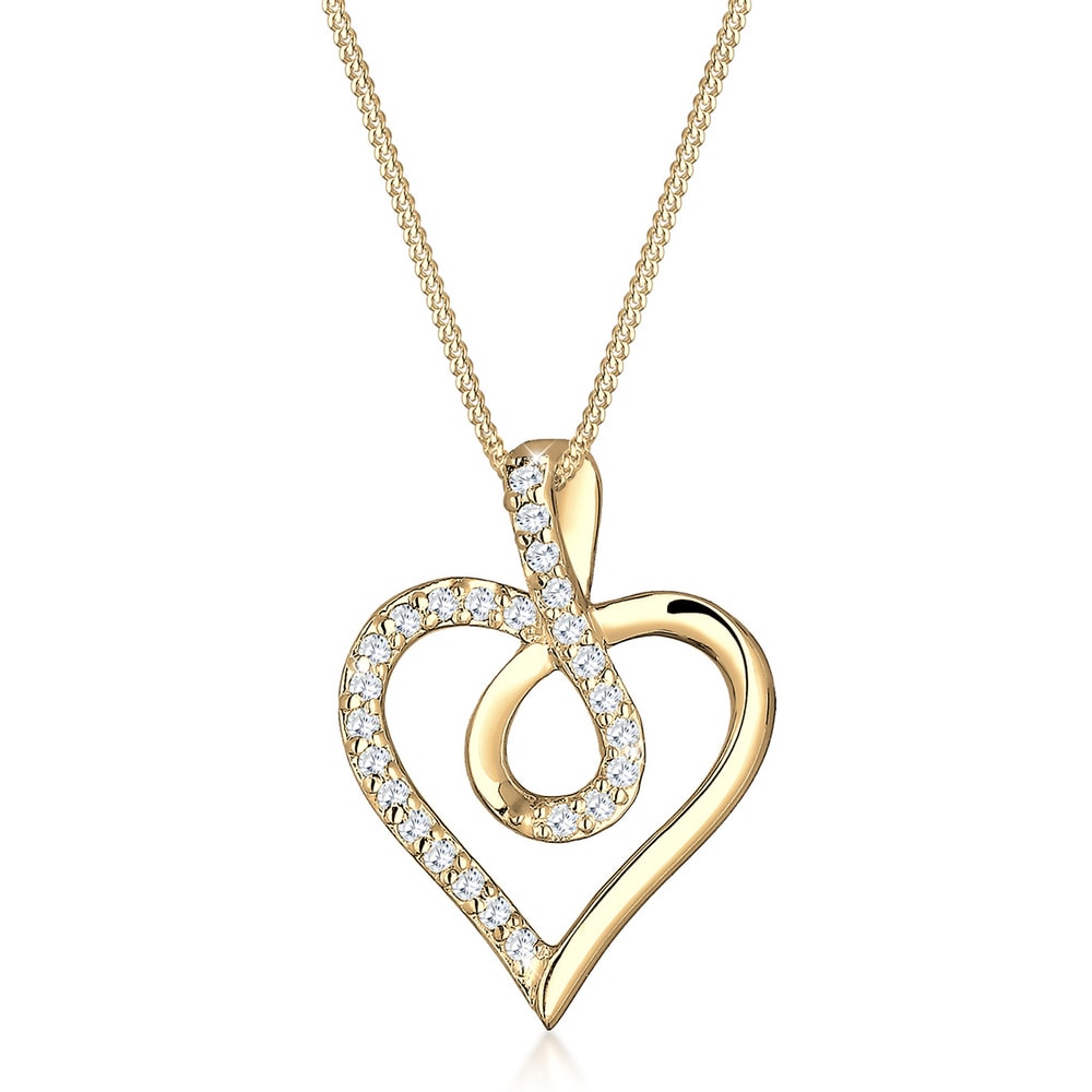 Elli Elli Collier Femme Infinité Symbole Coeur avec Cristal de Zircone - (925/1000) Ar collier