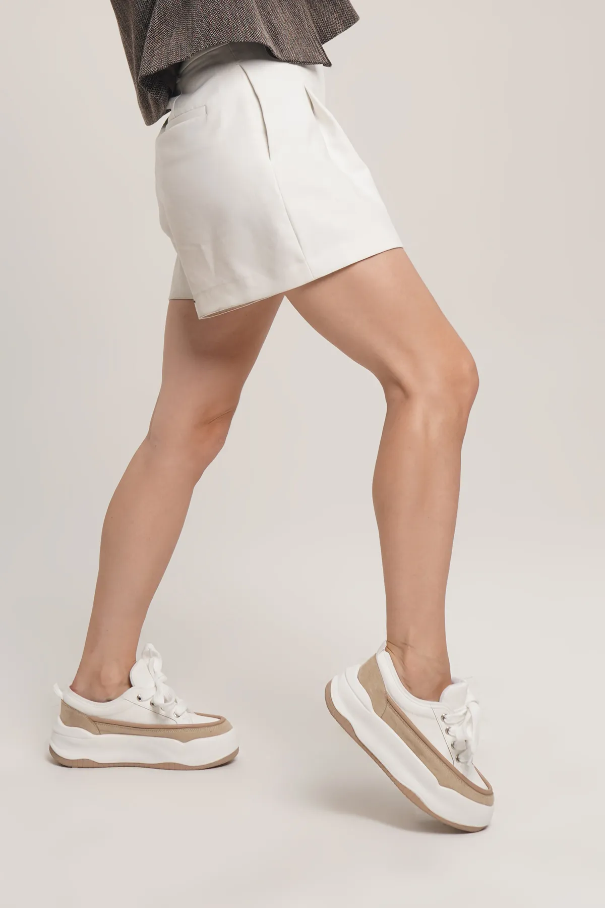 Marjin  Damen Sneaker Schnürer Dicke Sohle Sportschuhe Aresva Beige