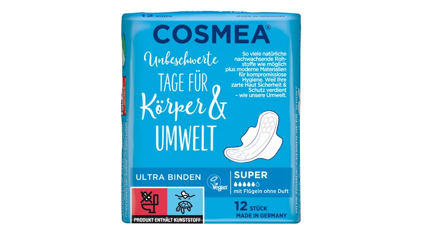 Cosmea® Comfort Plus Ultra Binden, Geruchsschutz, Super mit Flügeln, 12 Stück