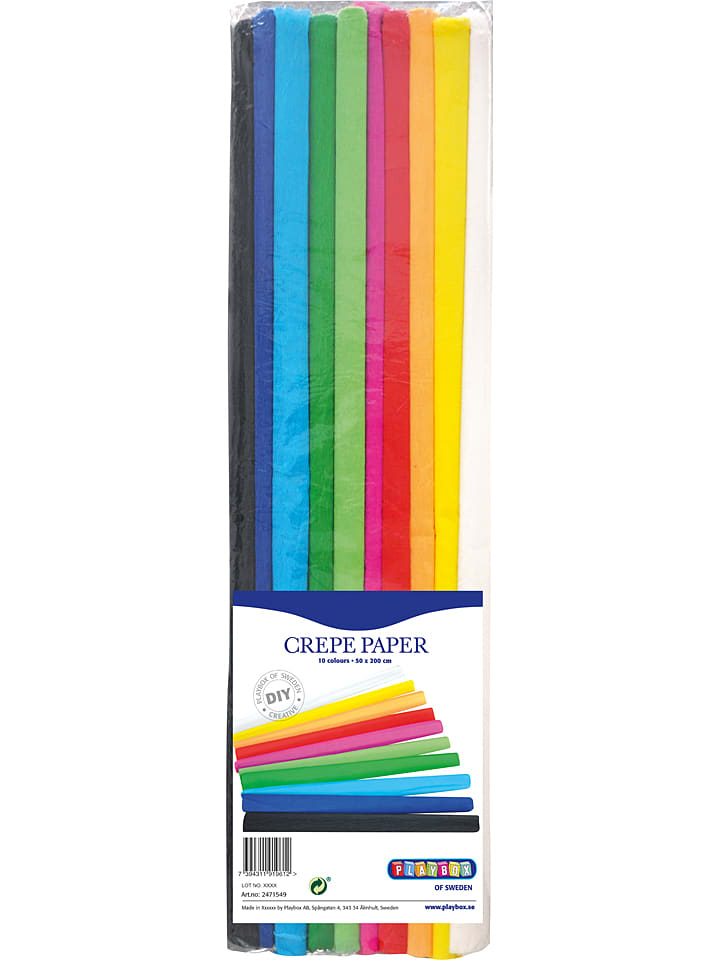 Playbox Krepp-Papier in Bunt - 10 Rollen günstig kaufen onesize