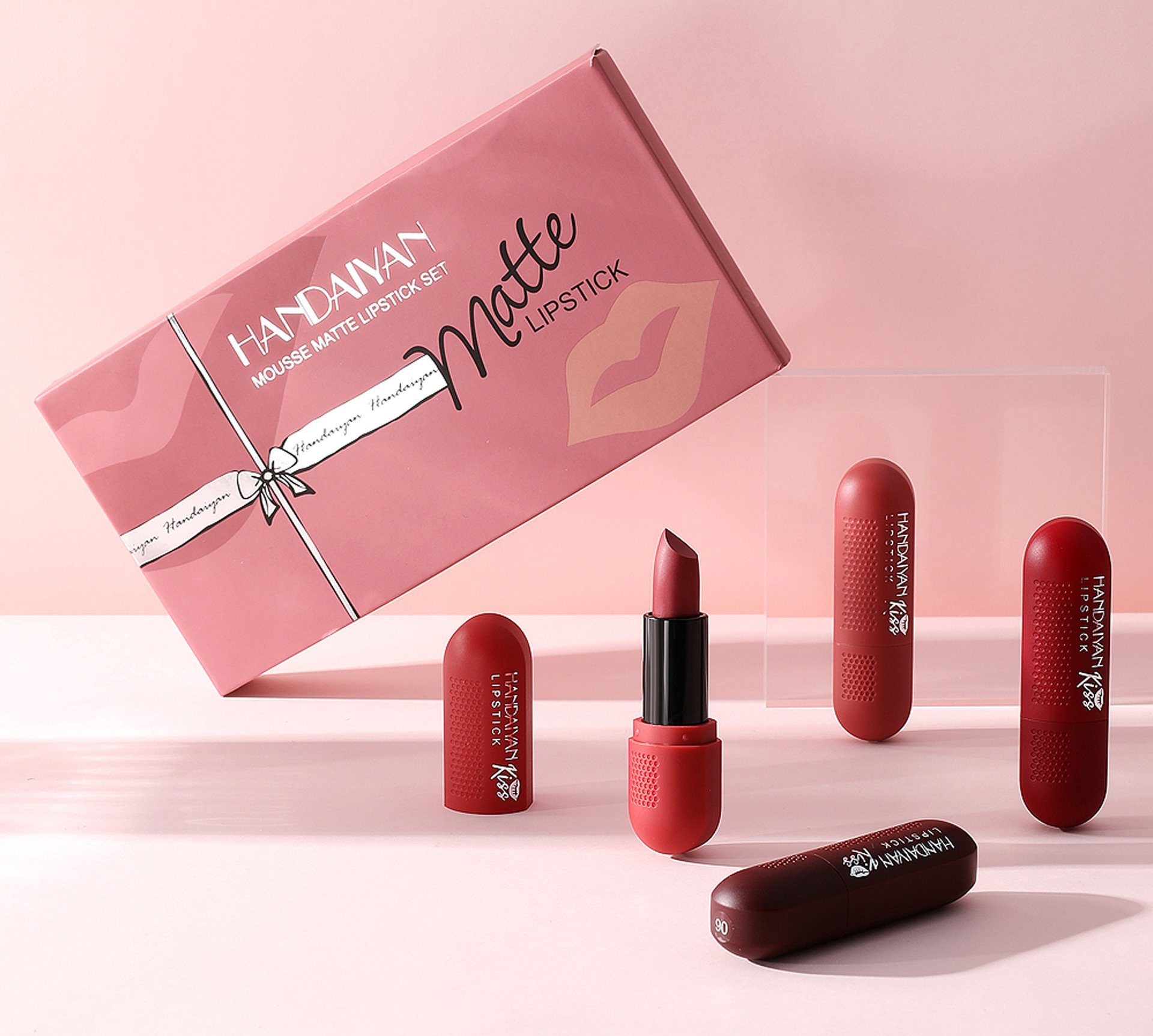 POCHUMIDUU Lippenstift-Set 6 Farben Matt Lippenstift Set Lippenstift Set Nude Long Lasting, 6-tlg.