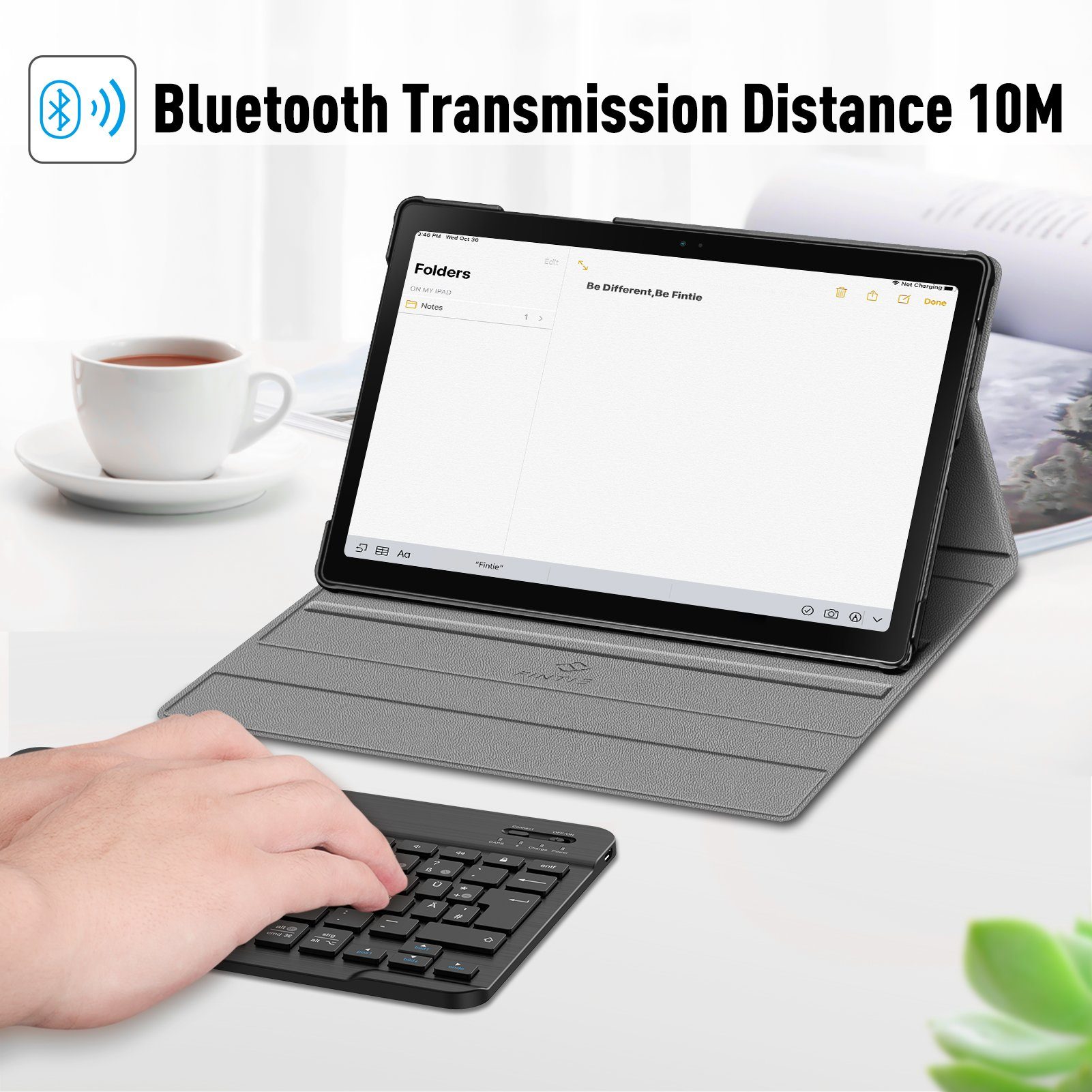 Fintie Tablet-Hülle Tastatur Hülle für Samsung Galaxy Tab A8 10,5 Zoll 2021 SM-X200/X205/X207 - Keyboard Cover mit Magnetisch Abnehmbarer Deutsches Layout Tastatur 10,5 Zoll