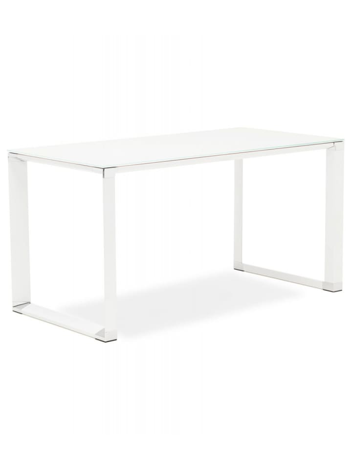 KADIMA DESIGN Gerader Designer Schreibtisch Metall Glas | Minimalistisch in Weiß günstig kaufen