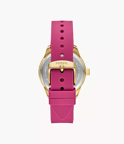 Fossil Outlet Uhr Dayle 3-Zeiger-Werk Silikon rosafarben