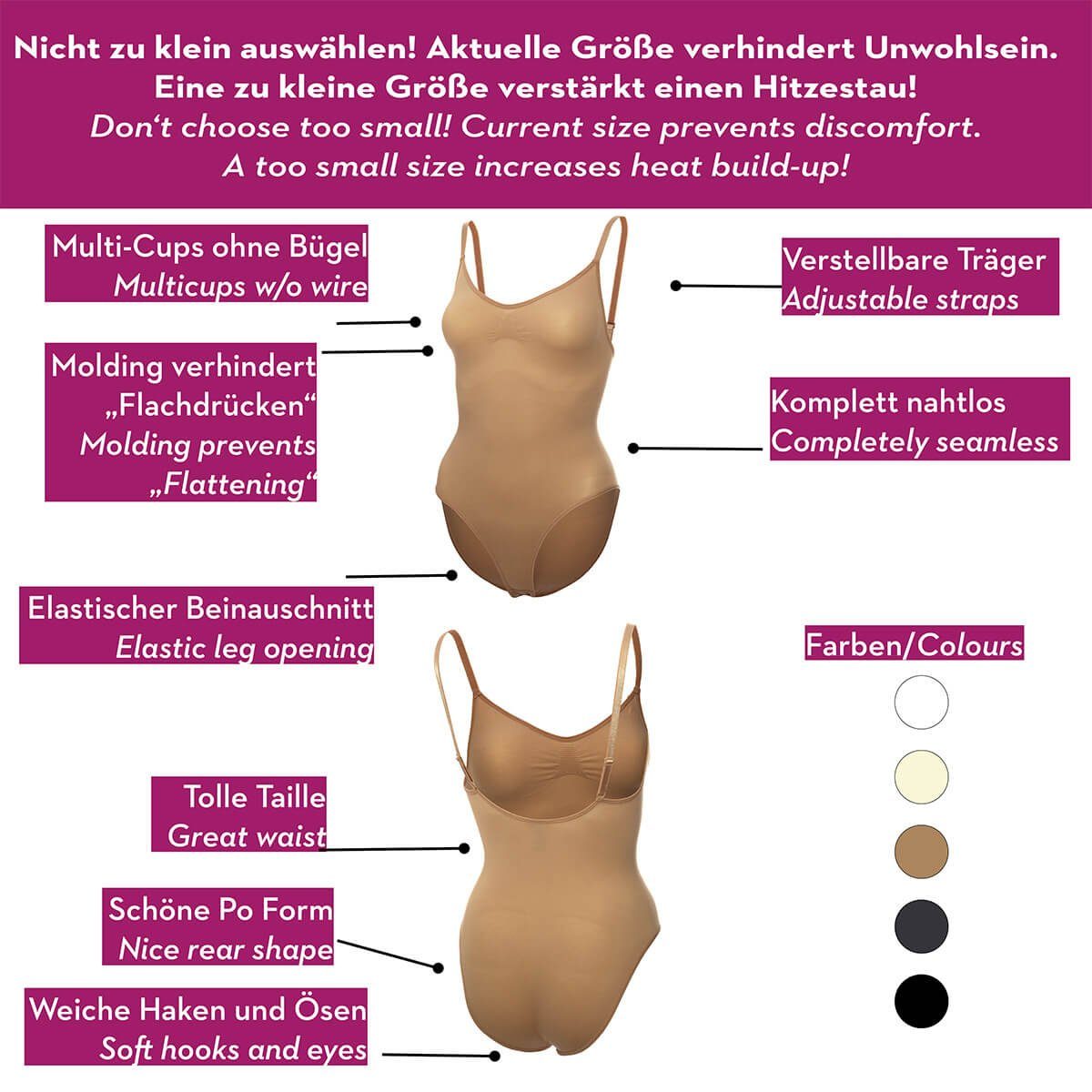 Miss Perfect Body 36000 Figurformender und nahtloser Shaping-Body ohne Bügel