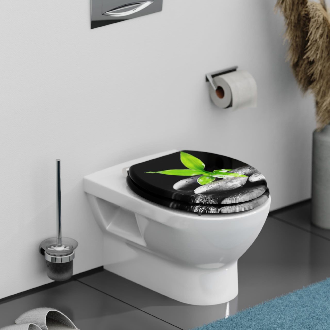 Schütte MDF WC Sitz DARK STONES AND BAMBOO Toilettendeckel mit Absenkautomatik