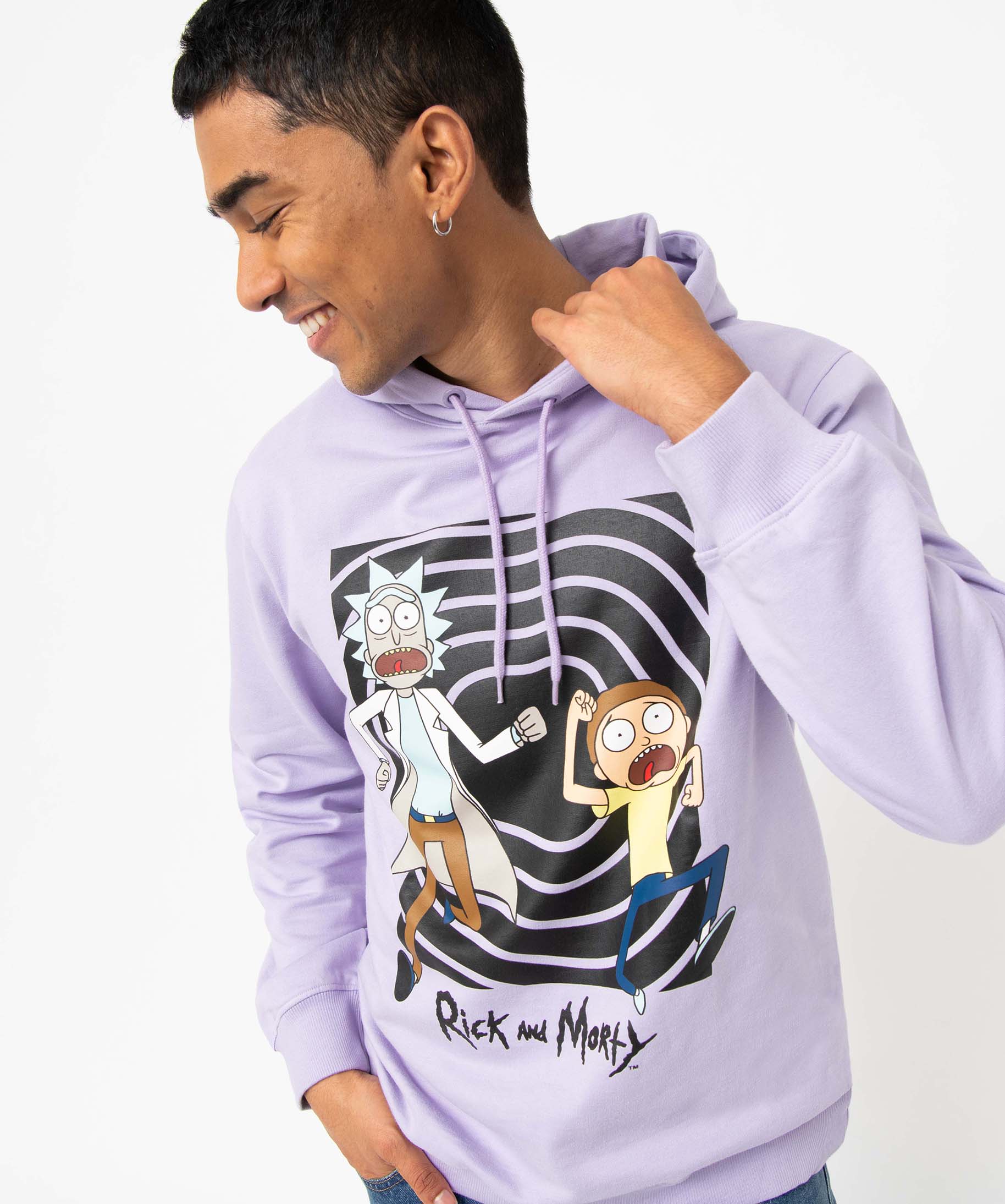 Sweat homme à capuche imprimé - Rick & Morty violet | GEMO