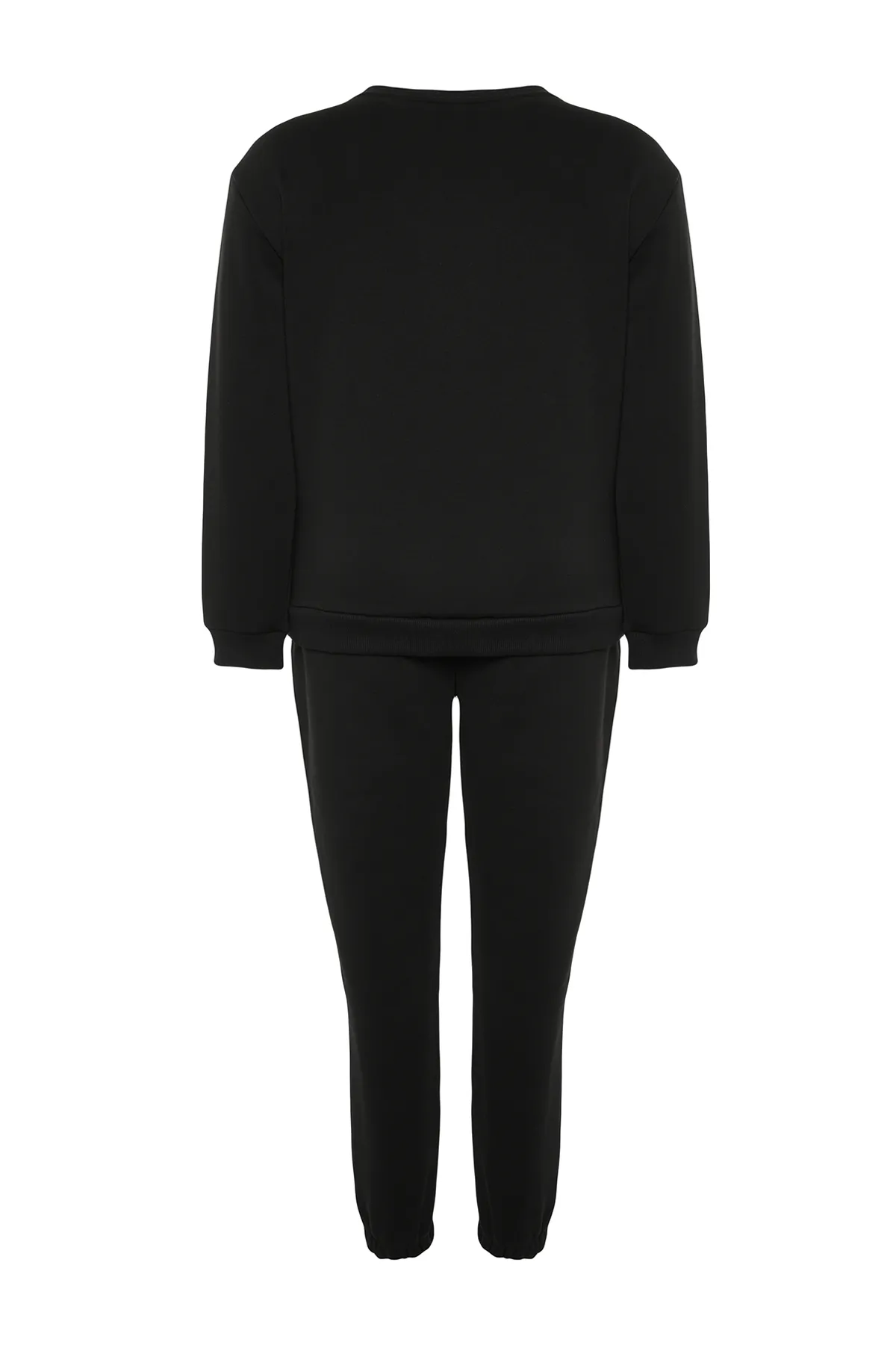 Trendyol Curve  Schwarzes, dickes Fleece-Strick-Trainingsanzug-Set TBBAW24TS00000