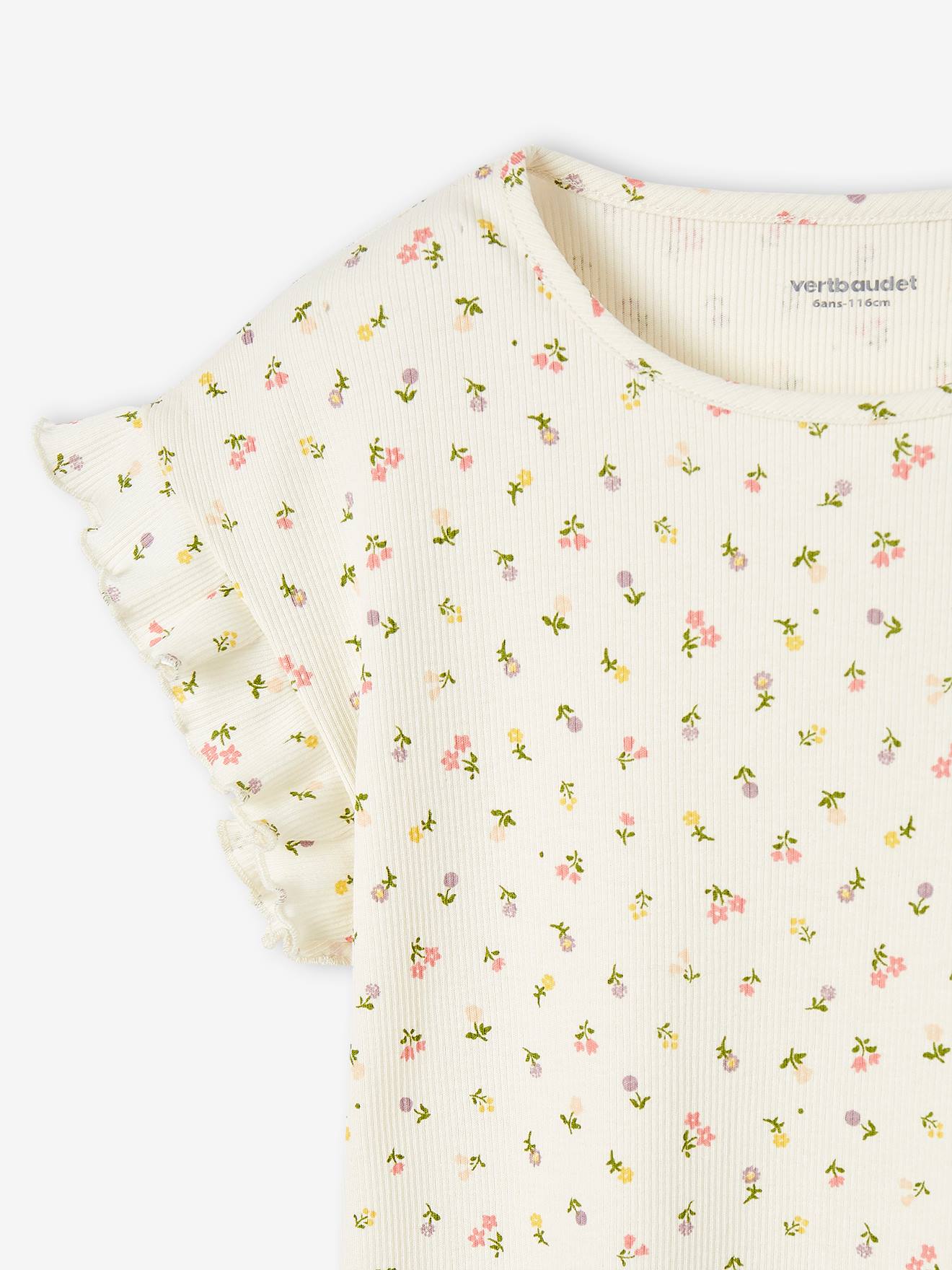 Vertbaudet Mädchen T-Shirt mit Blumenmuster - nachtblau