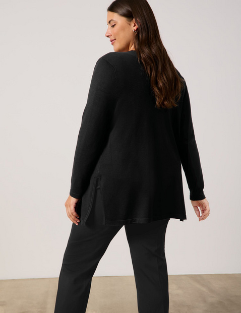 Lange Basic-Strickjacke