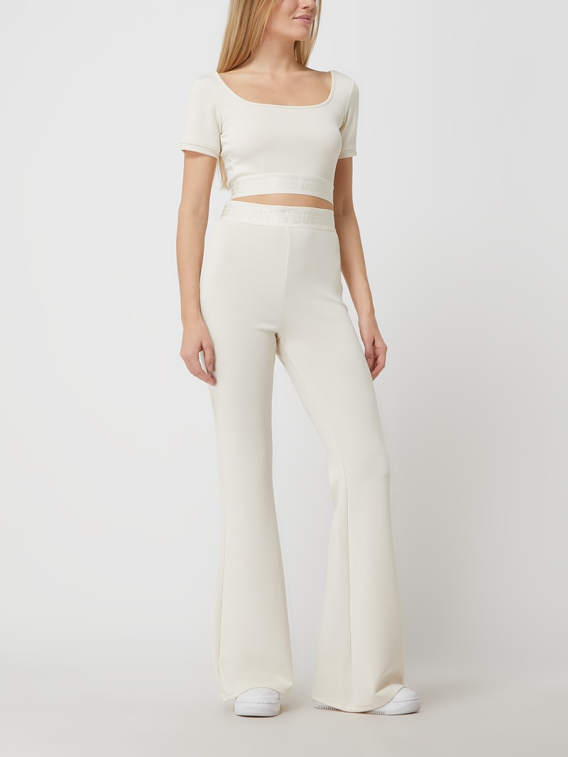 Cropped Shirt aus Scuba in sand