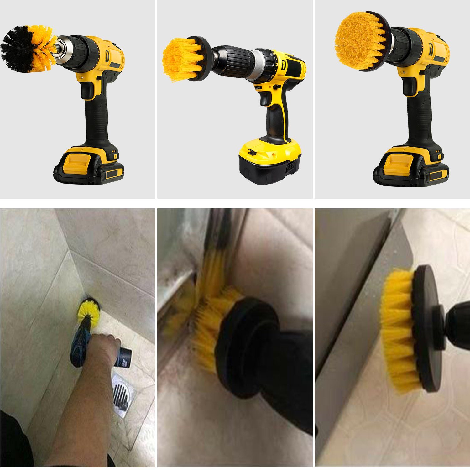 Lospitch Reinigungsbürsten-Set Bürstenaufsatz Bohrmaschine Set 3 PCS/10 PCS/18 PCS, Fliesen, Küchenwänden, Böden, Autos, Wohnzimmerteppichen, Badewannen, Autorädern, (Spar-Set, 3-tlg., Putzgeräte für den Haushalt), Automobil,Badezimmer,Essgeschirr,Fl
