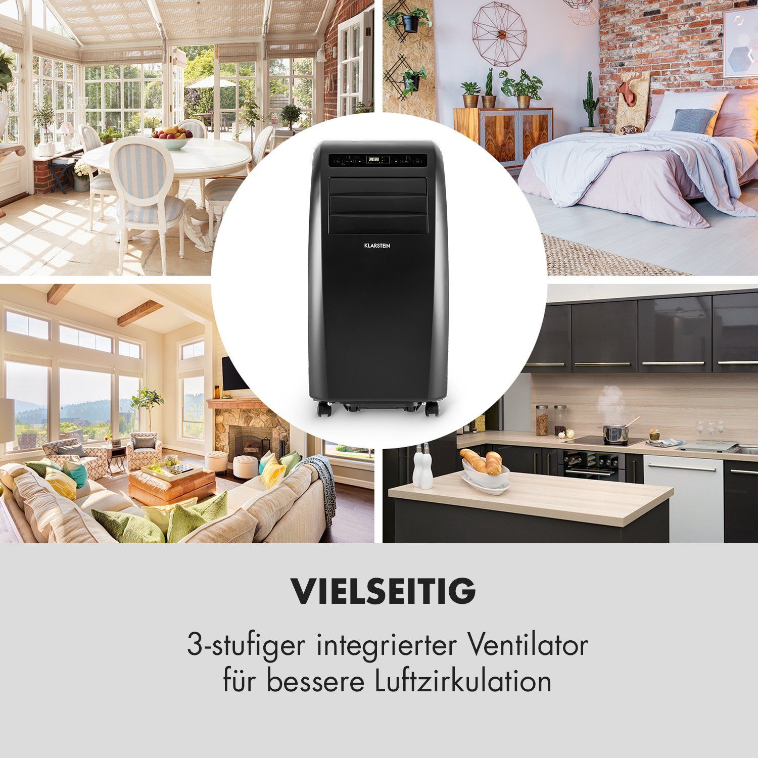 Klarstein Klimagerät Metrobreeze Rom Smart, Klimagerät mobil Air Conditioner Kühlgerät Luftkühler