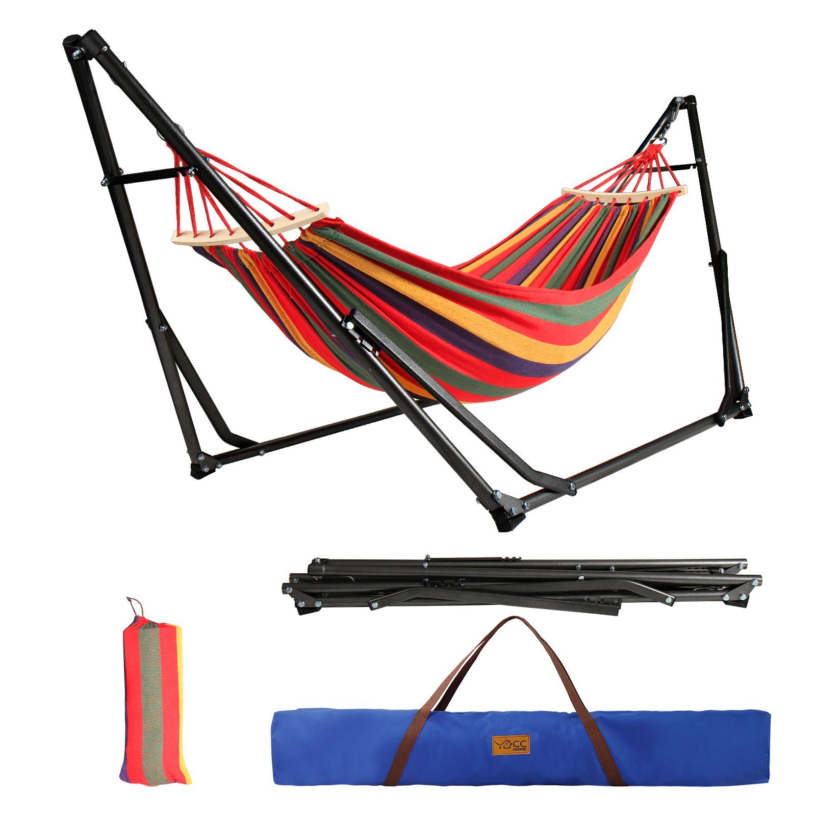 CCLIFE Hängematte Hängematte mit Gestell klappbar Outdoor Tragbar Indoor Garten, klappbar