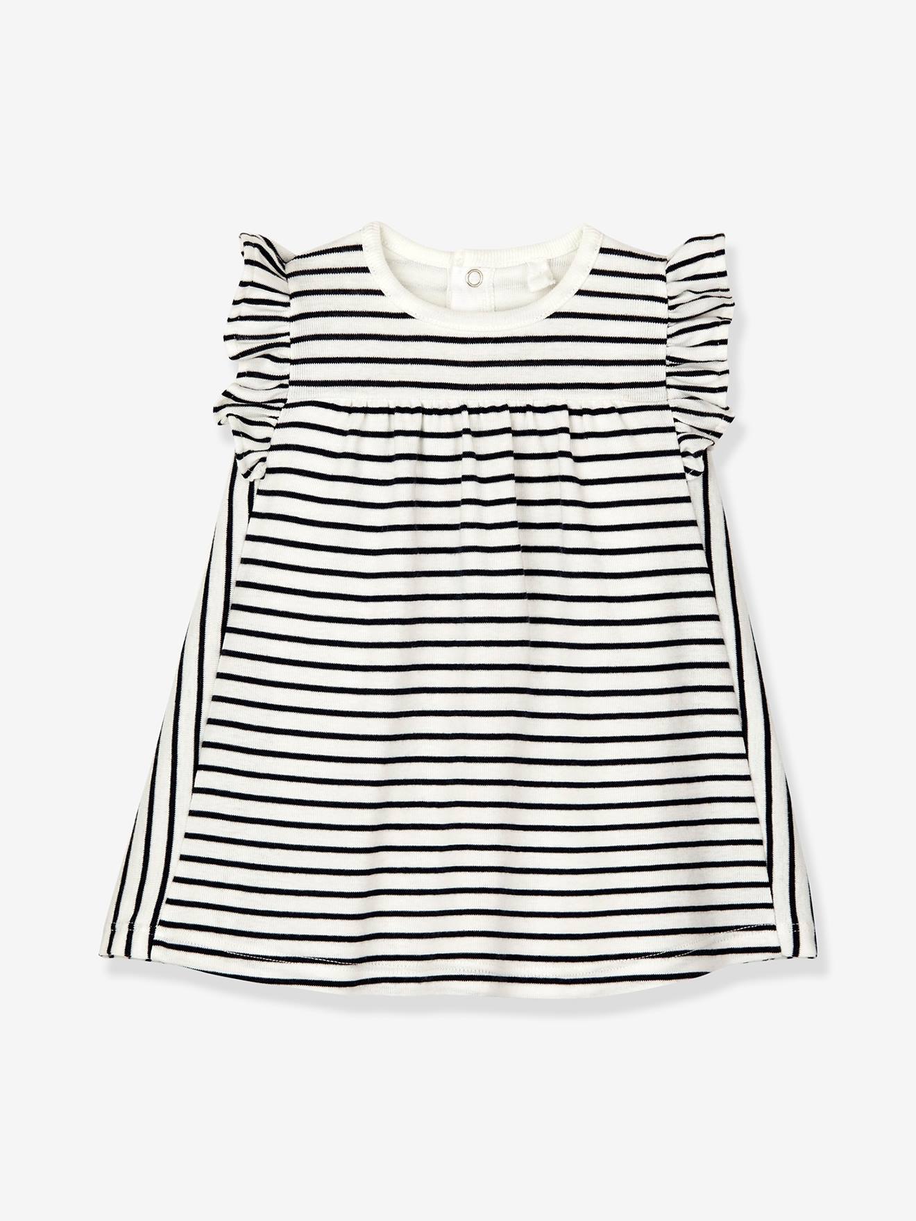 Robe body rayée marinière en coton bio bébé