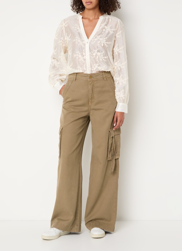 Summum High waist wide fit cargo pants with patch pockets