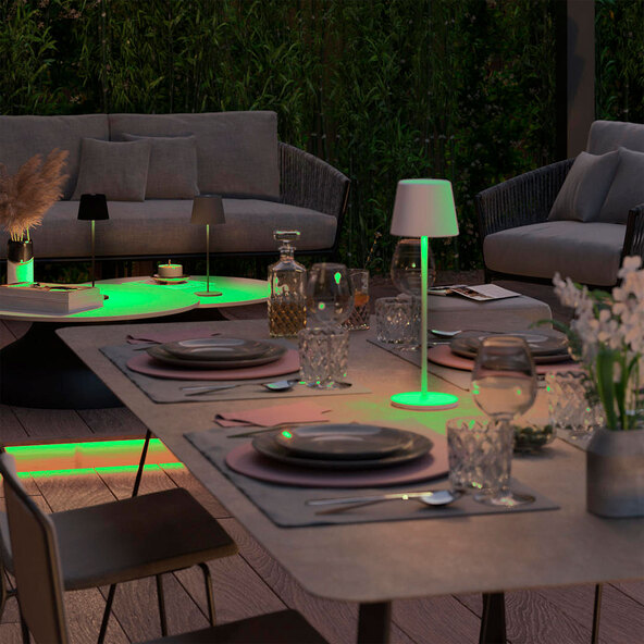 Smarte LED-Akku-Tischleuchte Dalia white+color, schwarz
