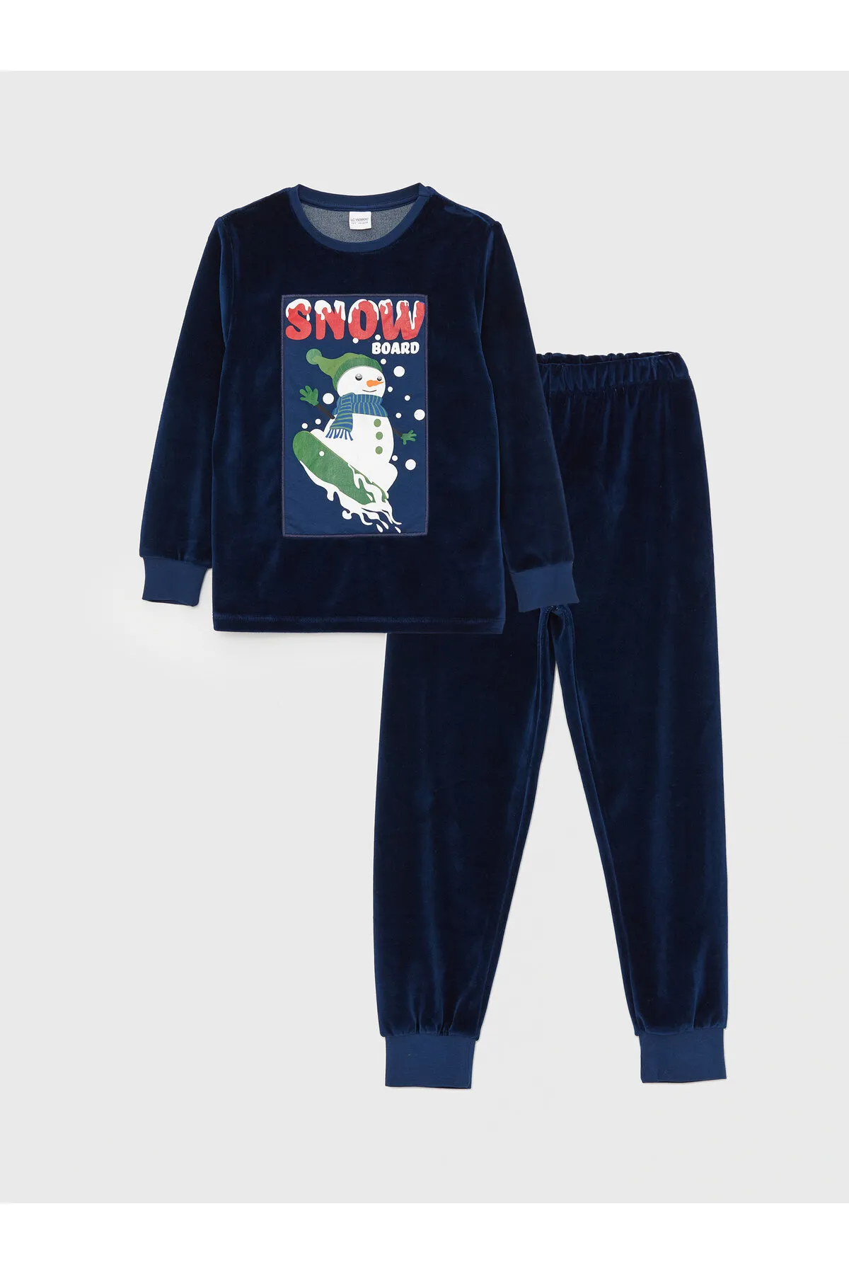 LC Waikiki  Jungen-Pyjama-Set aus Samt mit Rundhalsausschnitt und langen Ärmeln