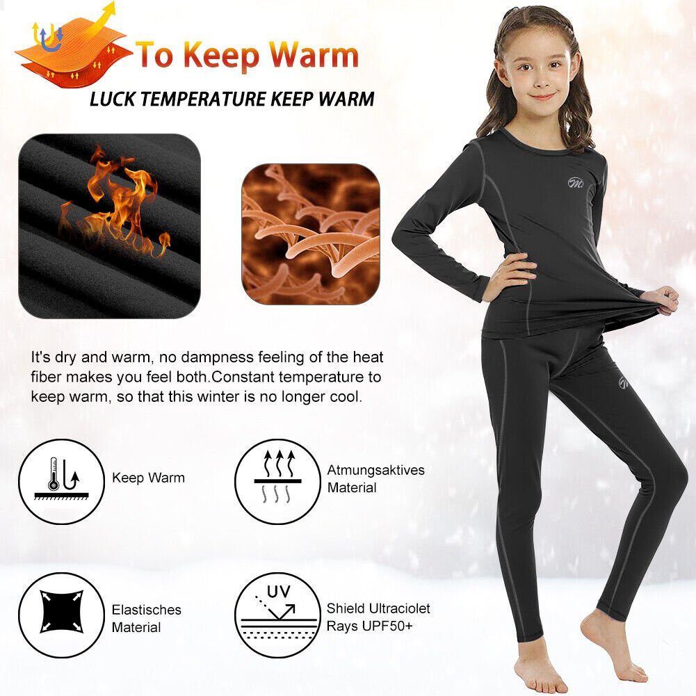 MEETYOO Thermounterhemd Kinder Thermounterwäsche Thermo Unterwäsche Set (Unterhemd Unterhose, Ski Fleece Sport Funktionswäsche) Funktionsunterhemd Skiunterwäsche