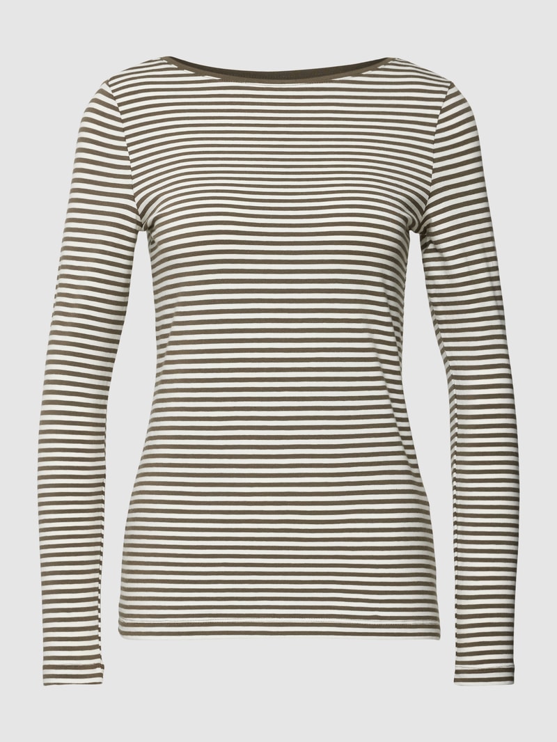 Longsleeve mit Streifenmuster und U-Boot-Ausschnitt in schilf