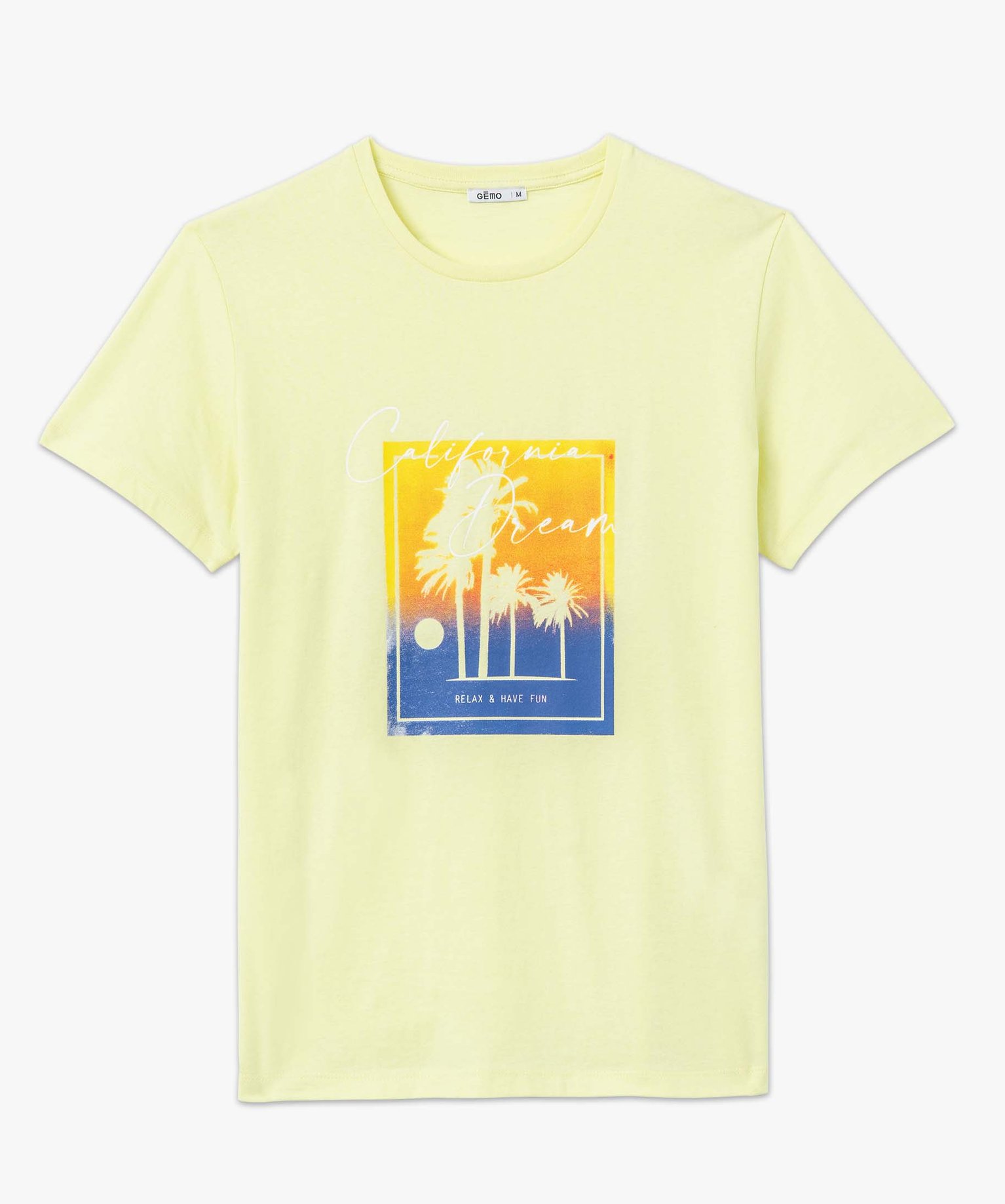 Tee-shirt homme avec motif plage californienne jaune | GEMO