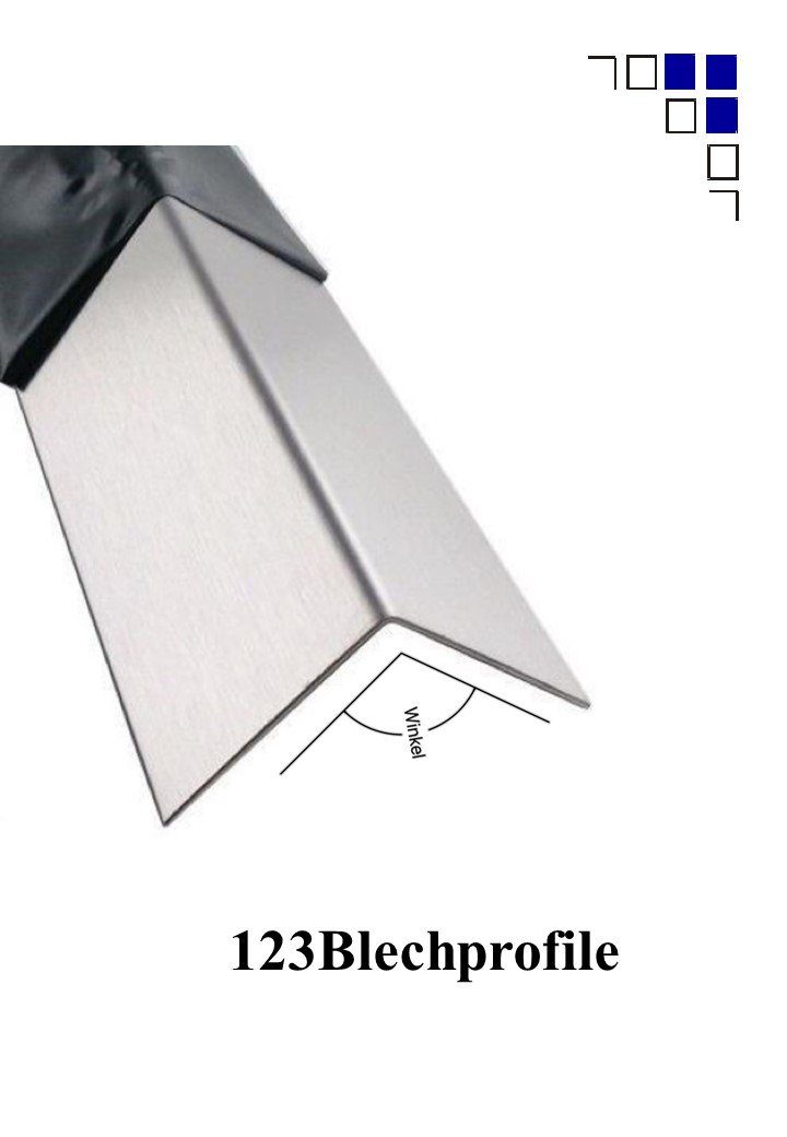 Schlögel Winkelprofil Edelstahlwinkel Kantenschutzwinkel 1.4301 einseitig gebürstet mit Schutzfolie, formschöne ansprechende runde Kante somit als Kantenschutz optimal geeignet