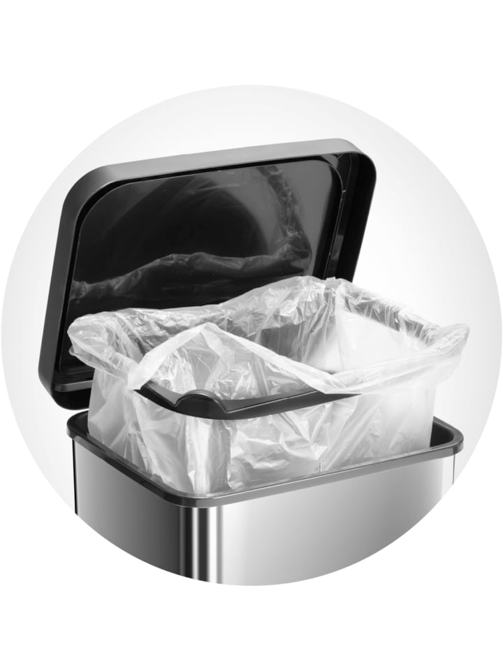 Rotho Paso Mülleimer 20l mit Deckel, Kunststoff (PP) in Silber metallic günstig kaufen onesize