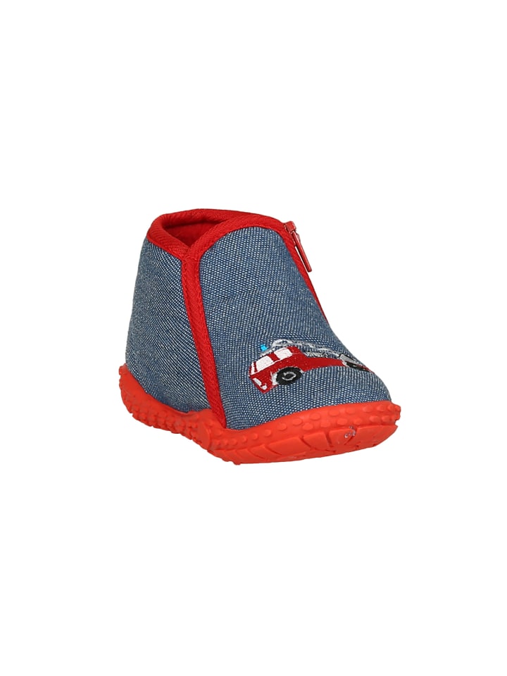 Playshoes Hausschuh Feuerwehr in Jeansblau günstig kaufen