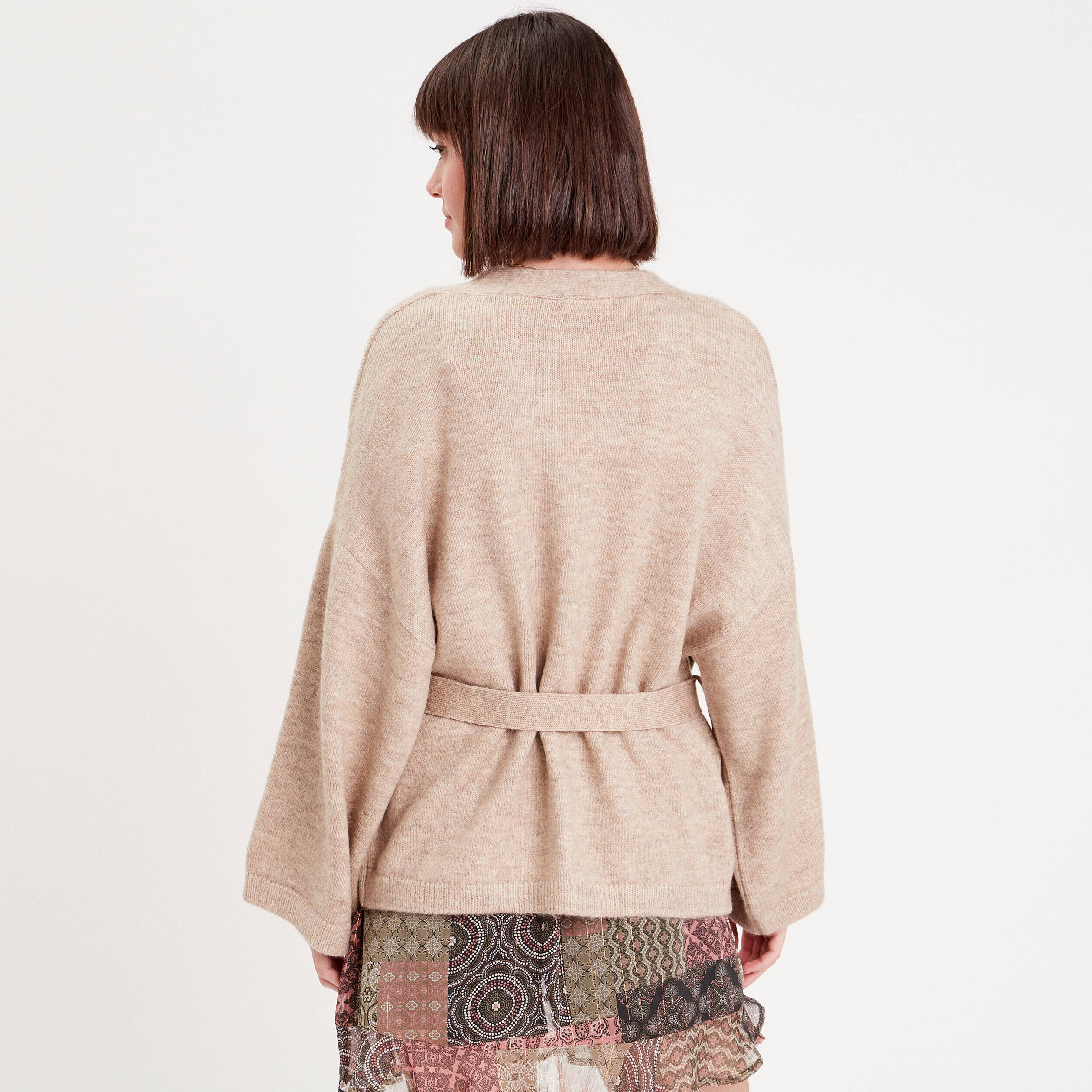 Gilet kimono manches 3/4 beige femme | Cache Cache