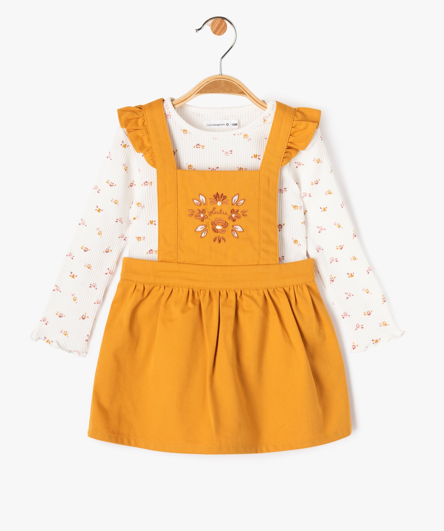 Ensemble 2 pièces robe tablier et tee-shirt manches longues... jaune | GEMO