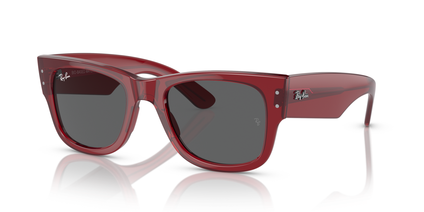 MEGA WAYFARER BIO-BASED - Roșu lucios, transparent, gri închis