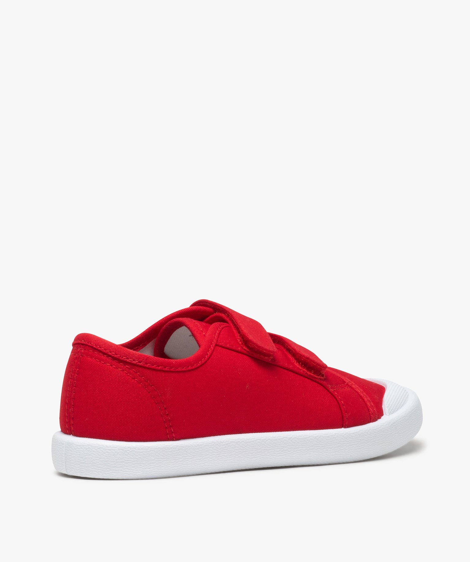 Baskets Garçon en toile unie à bout renforcé et scratchs rouge | GEMO