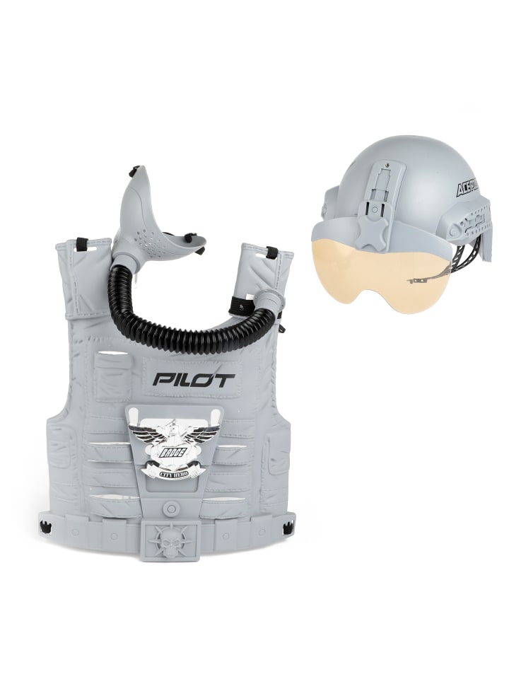 Toi-Toys Verkleidungsset Kampfpilot, mit Helm und Weste Kostüm Kinder in grau günstig kaufen onesize