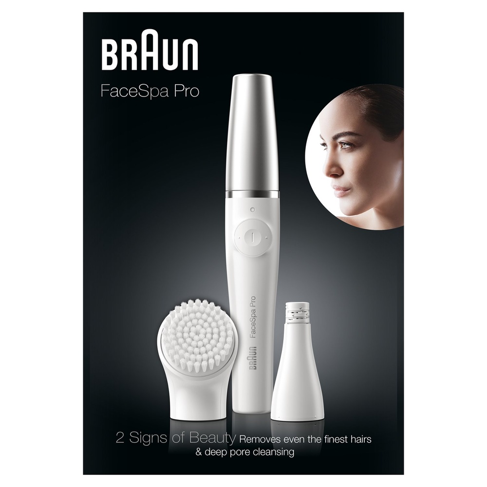 braun Braun FaceSpa Pro 910 Épilateur Visage Blanc/Argent Epilateur + Brosse Visage