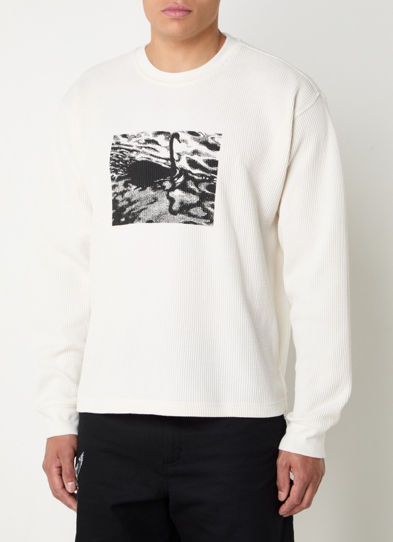 Obey Pressure chunky knit pullover with print and texture