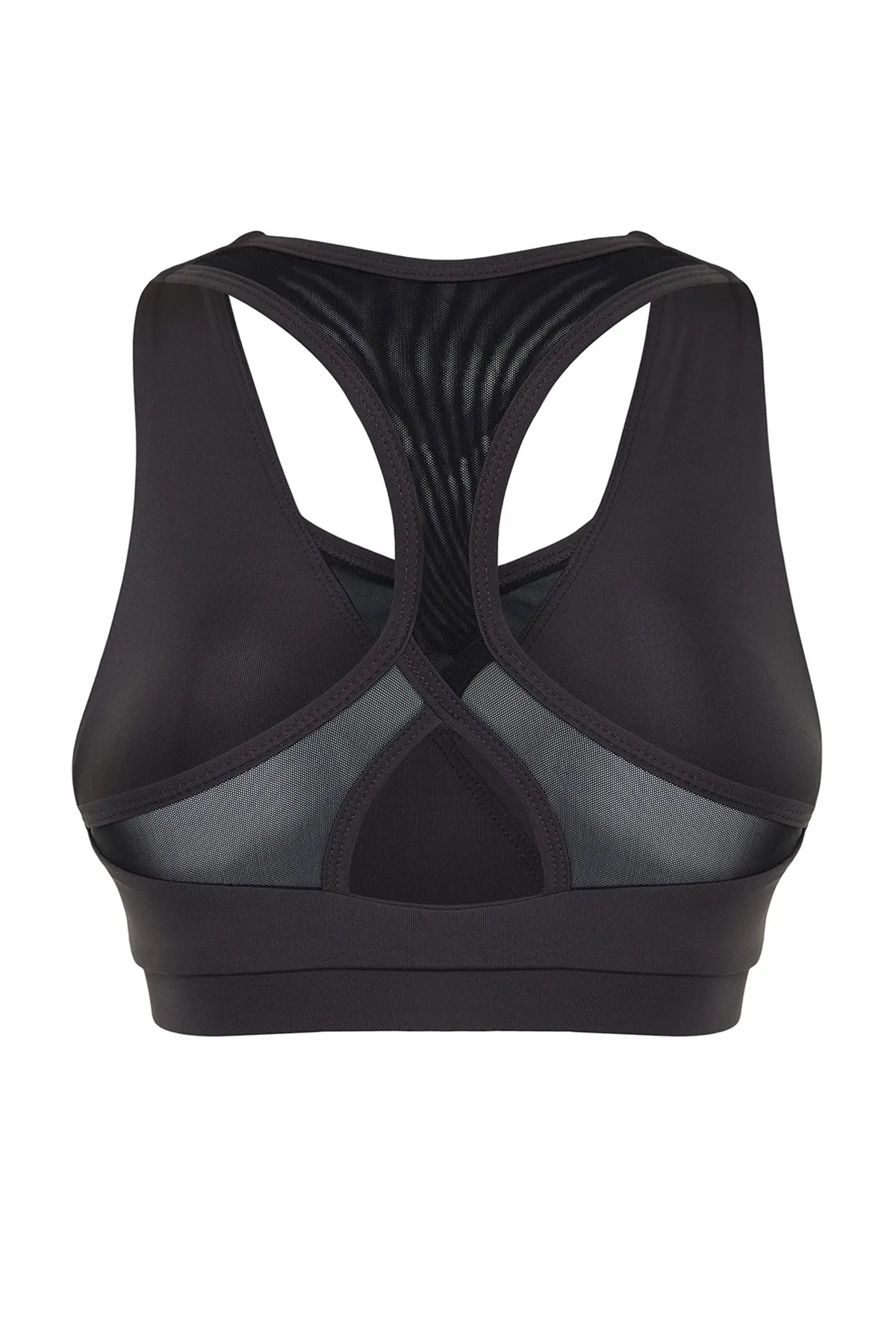 Trendyol Collection  Dunkelanthrazitfarbener gestrickter Sport-BH mit stützendem/formendem Tüll und detailliertem Neckholder-Kragen THMSS24SS00003