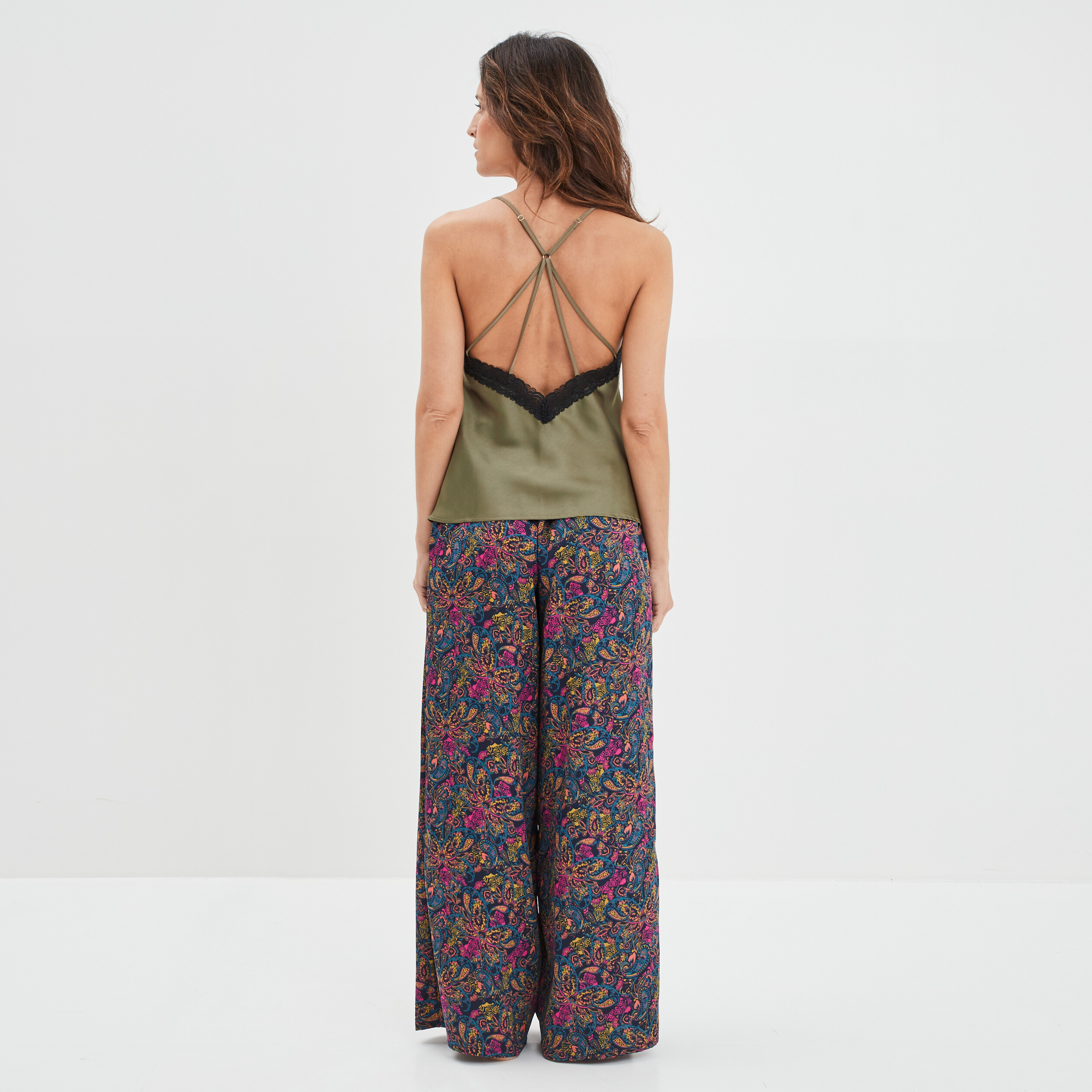 Ensemble pyjama satin 2 pièces bleu femme | La Halle