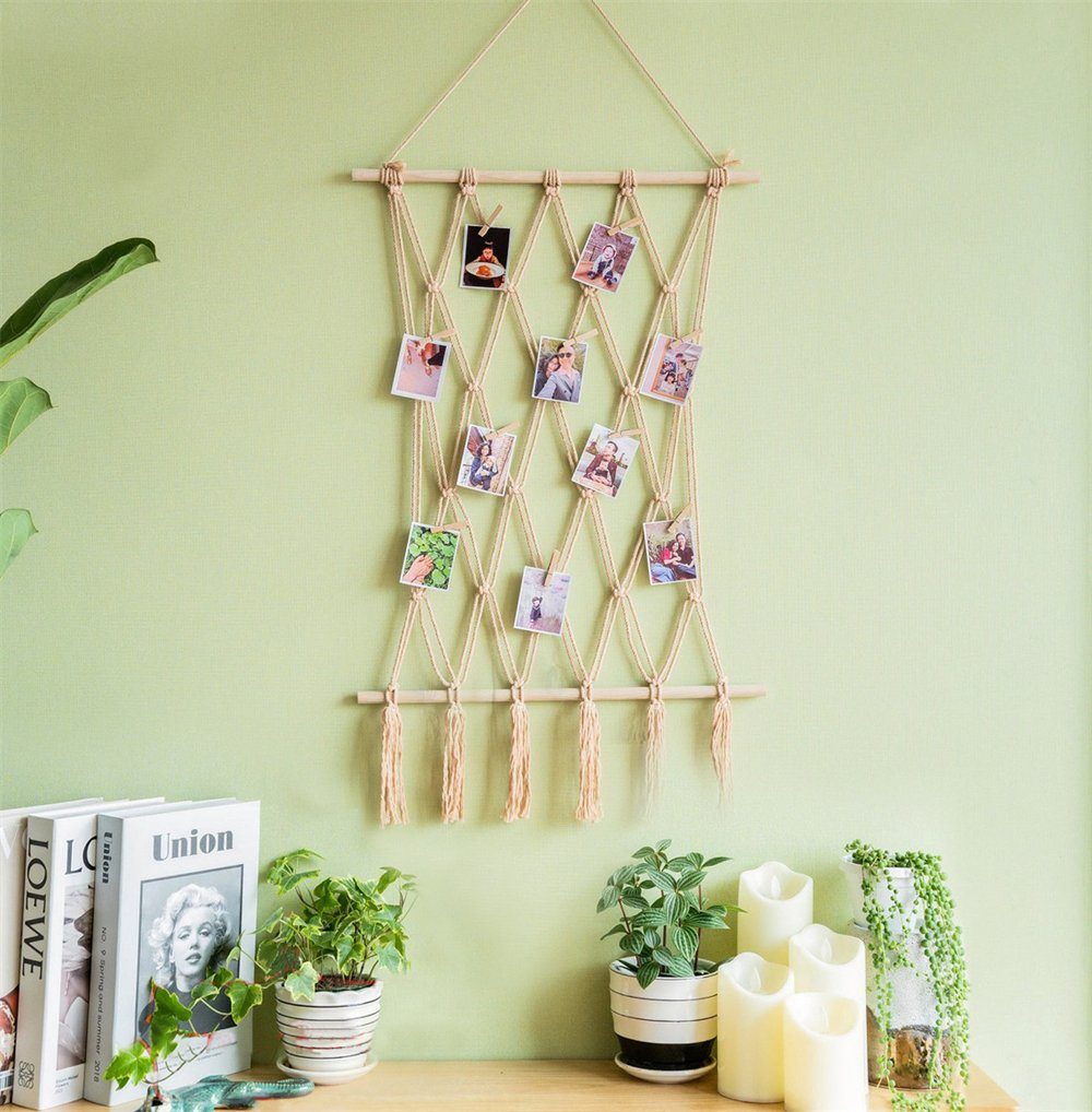 Wandteppich 2 Stück gewebte dekorative Wandteppiche,Boho Tassel Foto Wandteppiche, Rouemi