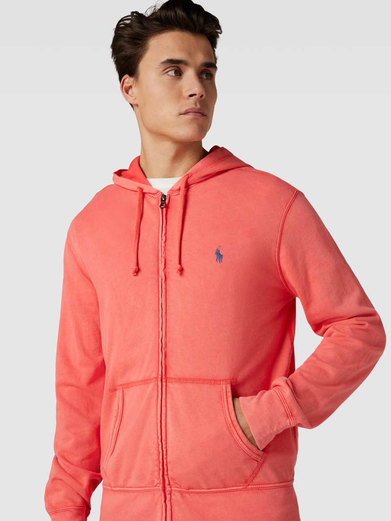 Sweatjacke mit Label-Stitching in rot