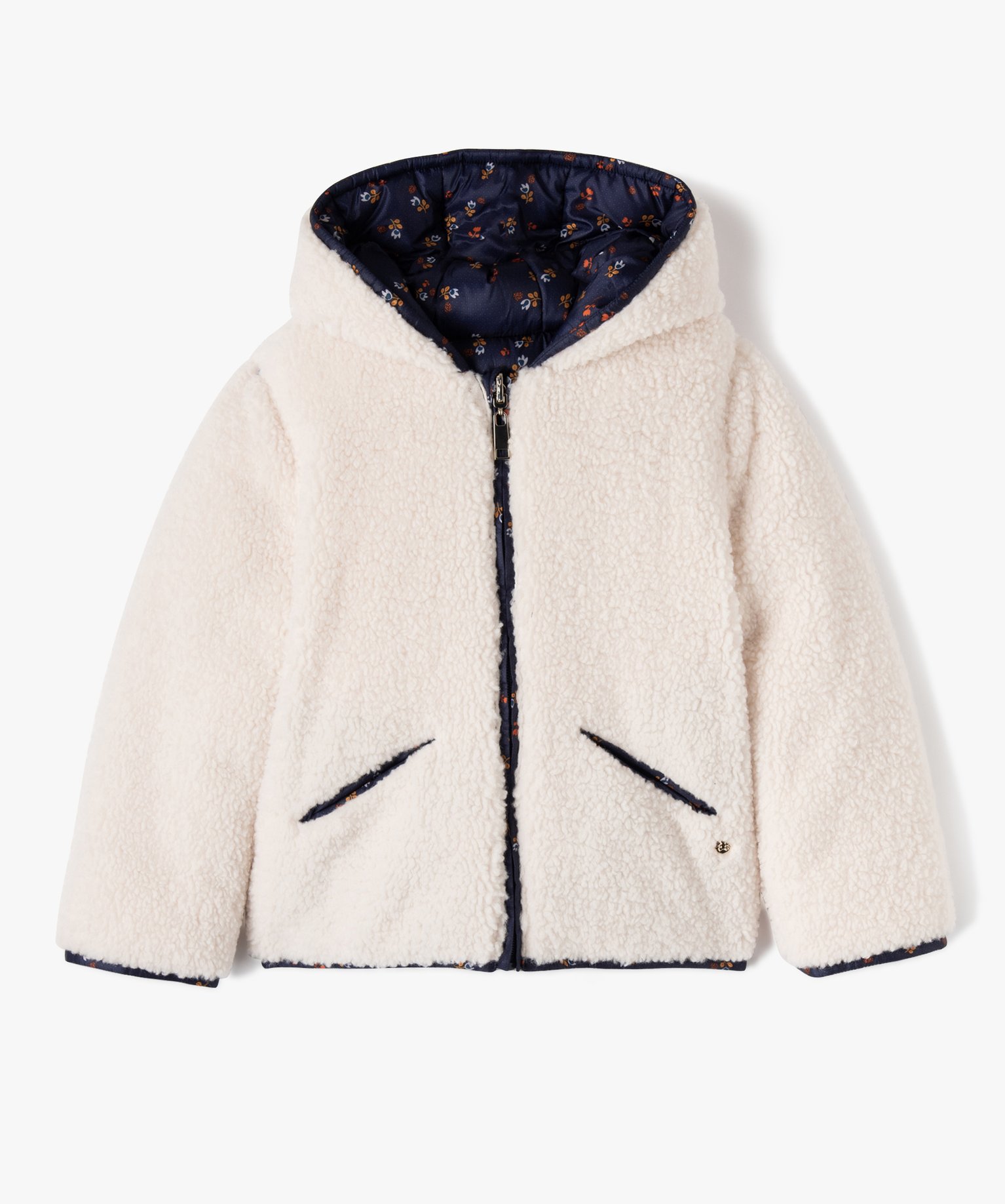 Blouson matelassé à capuche réversible fille - LuluCastag... bleu | GEMO