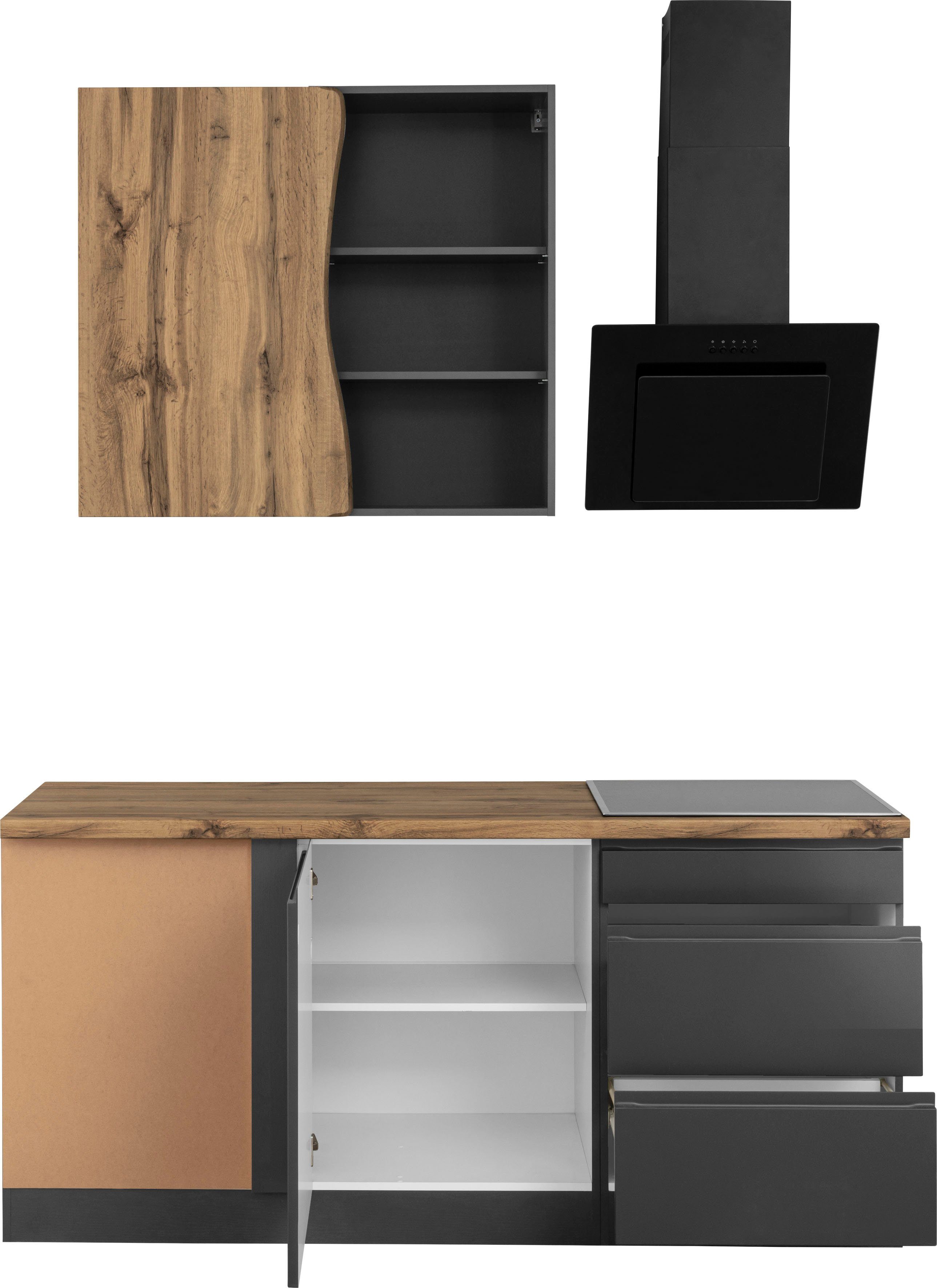 HELD MÖBEL Küche Bruneck, Stellbreite 240/180 cm breit, wahlweise mit oder ohne E-Geräte, MDF