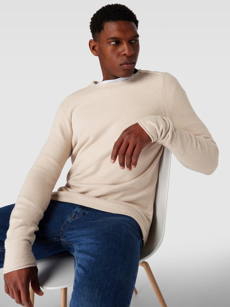 Strickpullover in unifarbenem Design Modell 'RIKONO' in offwhite