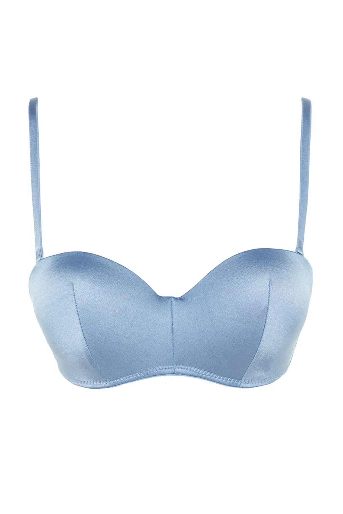 Trendyol Collection  Trägerloser Strick-BH mit abnehmbarem String-Träger aus blauem Polyamid THMSS23SU00001